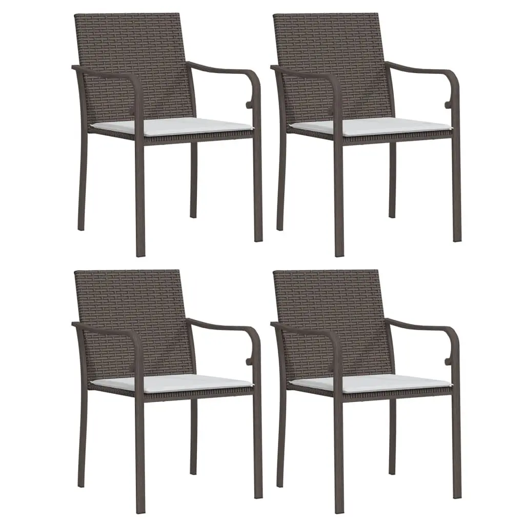 Garden Dining Set Poly Rattan Steel Frame Tempered Glass 5 Piece Brown