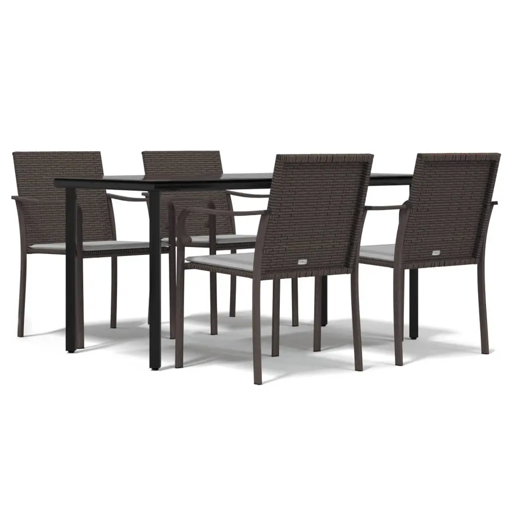 5-Piece Poly Rattan Garden Dining Set with Steel Frame
