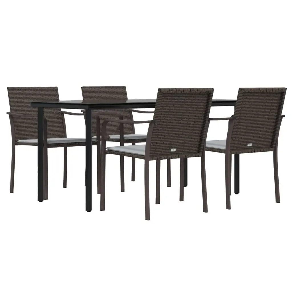 5-Piece Poly Rattan Garden Dining Set with Steel Frame