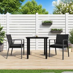 Stylish 3 Piece Garden Dining Set with Steel and Rattan