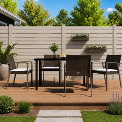 Stylish 5-Piece Outdoor Dining Set with Poly Rattan and Steel
