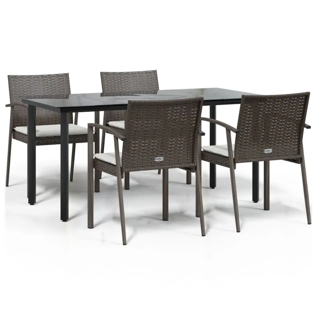 Garden Dining Set Poly Rattan 5 Piece Outdoor Furniture Brown