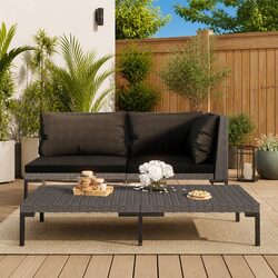 Stylish Half Round Poly Rattan Outdoor Sofa with Cushions