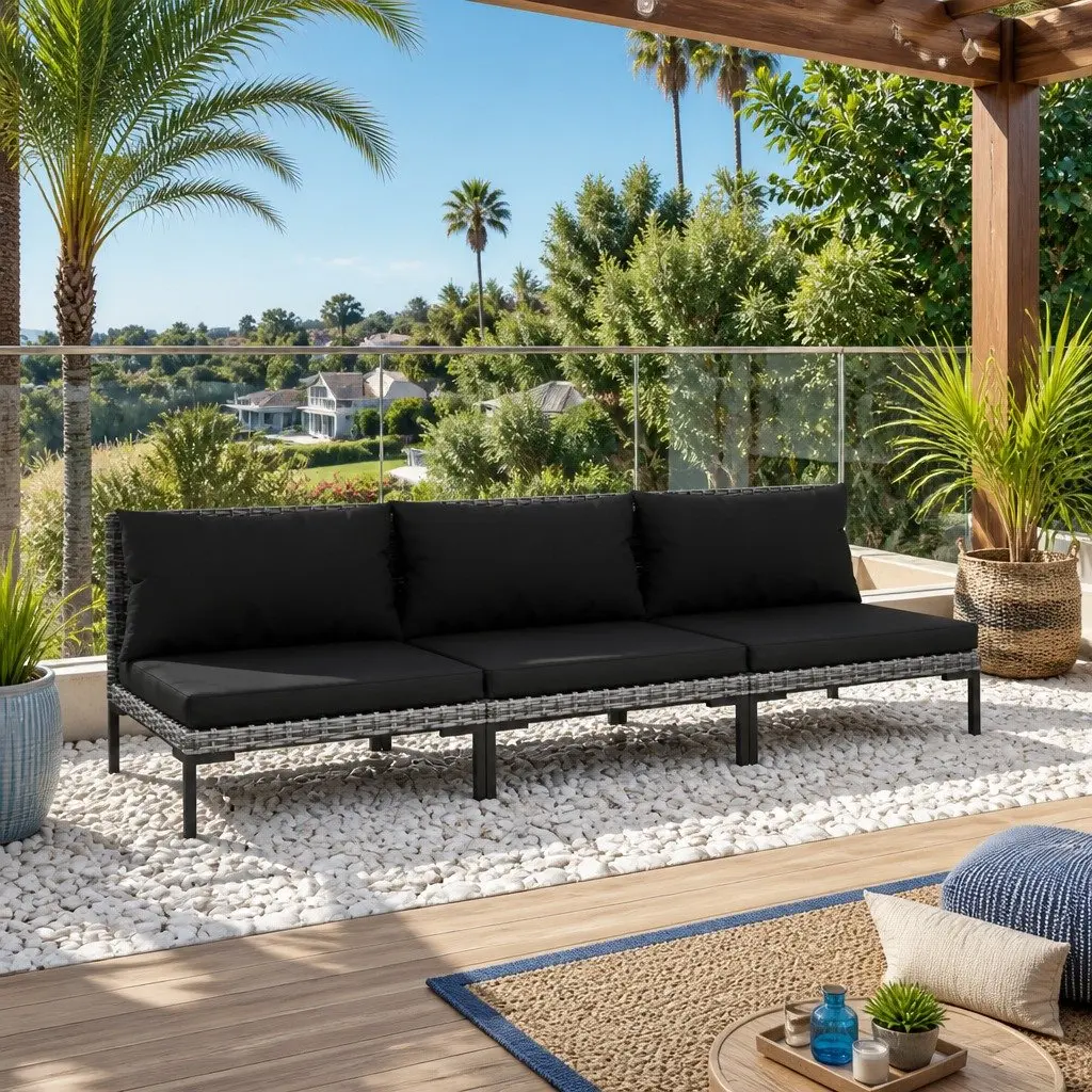 3-Piece Outdoor Sectional Sofa Set with Cushions