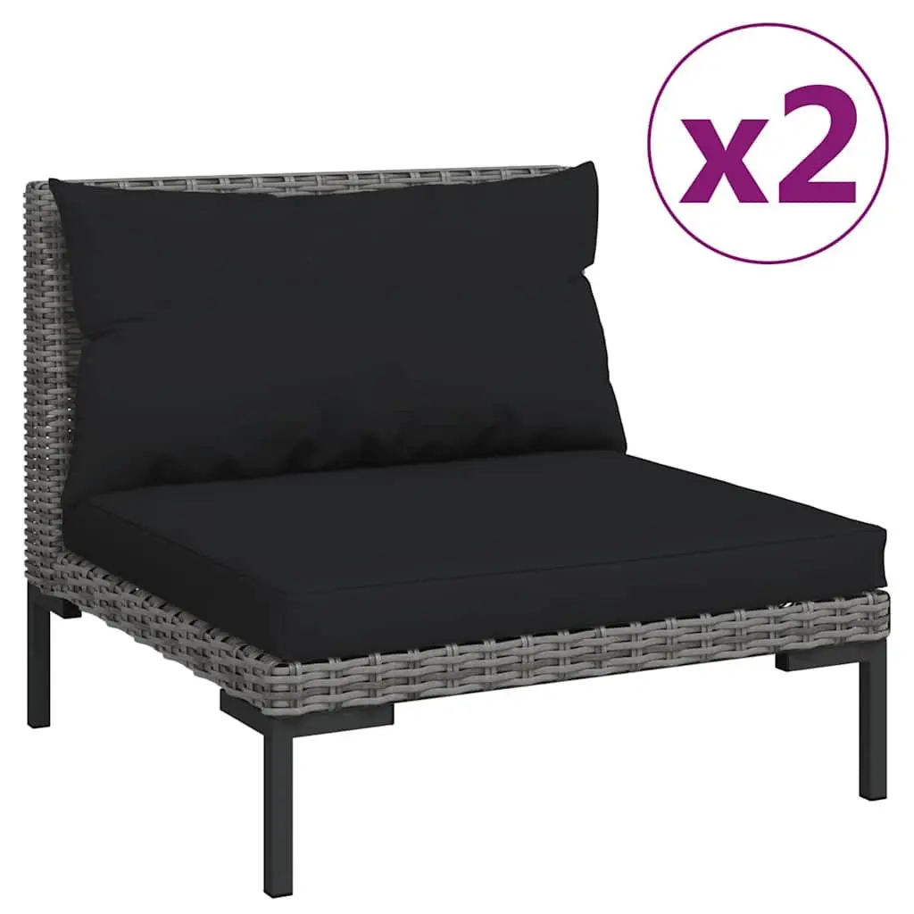 Outdoor Sectional Sofa Lounge Set Half Round Poly Rattan 3 Piece Grey
