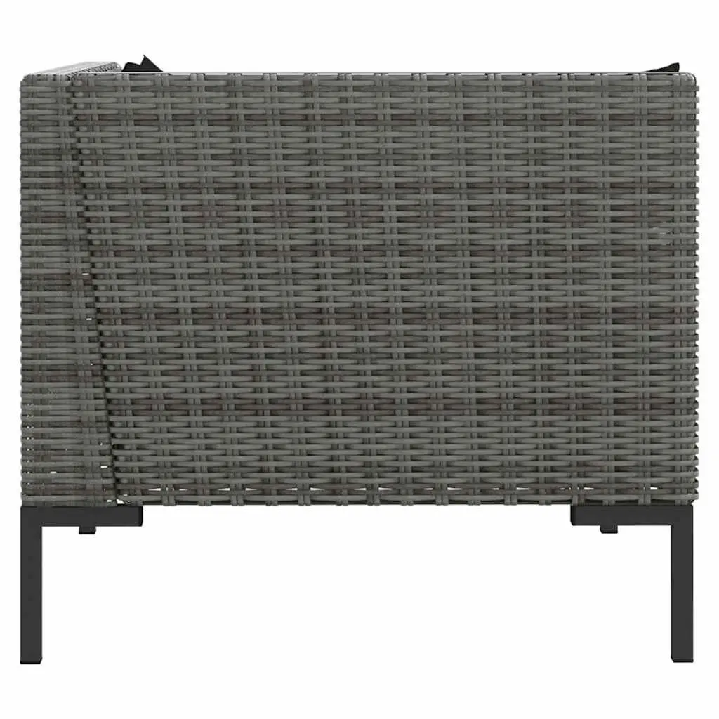 Grey Half Round Rattan 3-Piece Outdoor Lounge Set