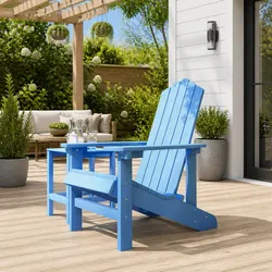 High Backrest Adirondack Chair for Outdoor Comfort - Blue