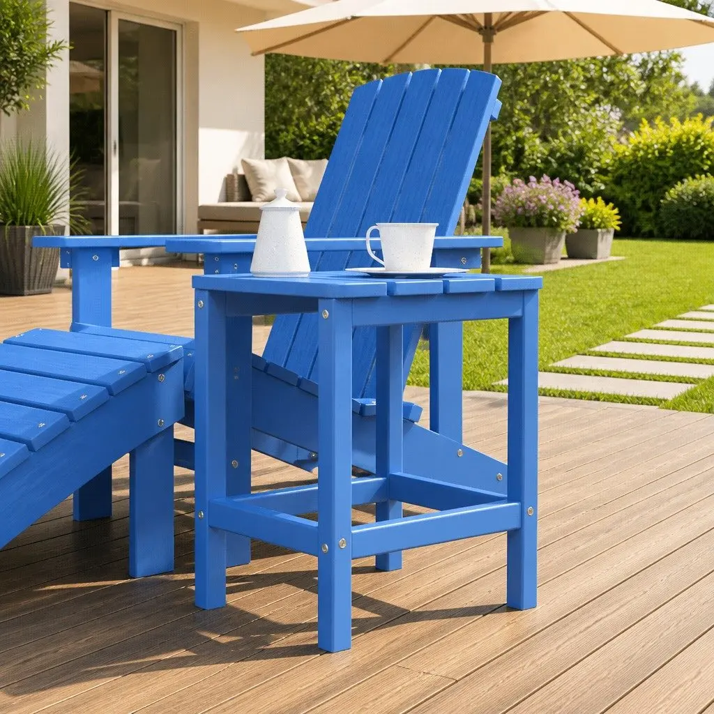 Garden Adirondack Side Table Blue Outdoor Patio Furniture Small Accent