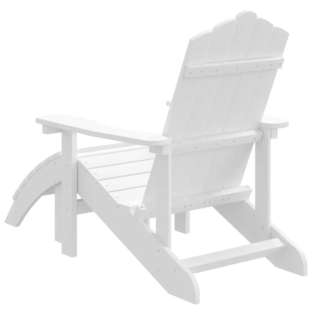 Adirondack Chair HDPE White with Detachable Footstool Outdoor Seating