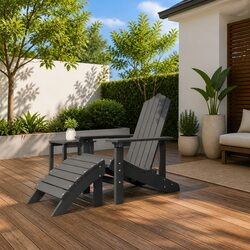 Sturdy Adirondack Chair with Detachable Footstool in Anthracite