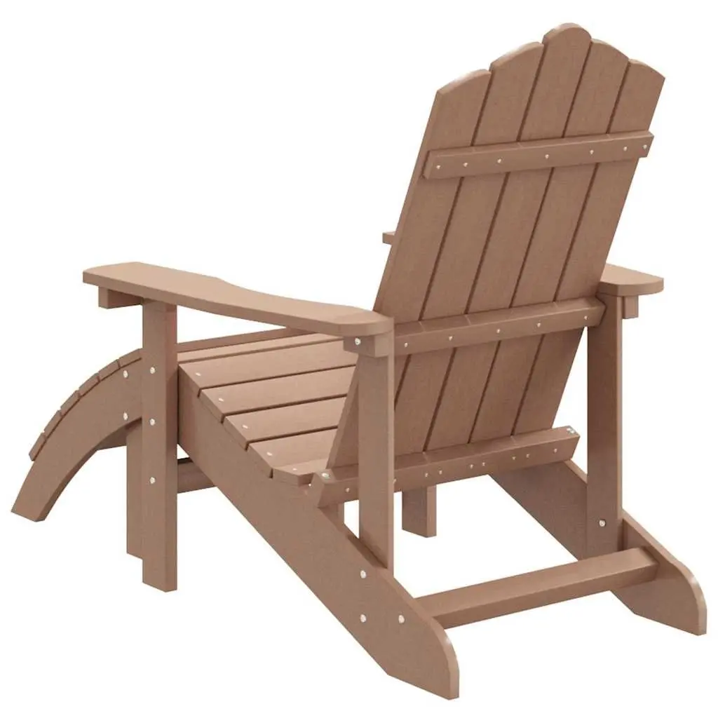 Adirondack Chair HDPE Outdoor Seating Brown with Detachable Footstool