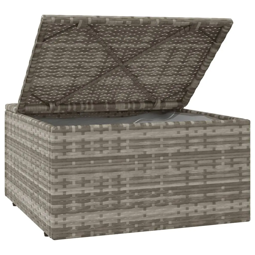 Garden Footrest Ottoman Poly Rattan Steel Frame Grey 55 x 55 x 30 cm