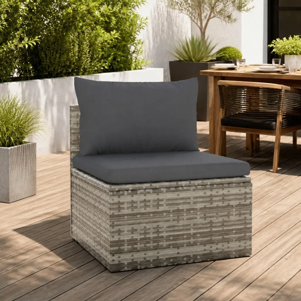 Garden Middle Sofa with Cushions in Grey