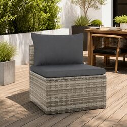 Durable Garden Middle Sofa with Cushions in Grey