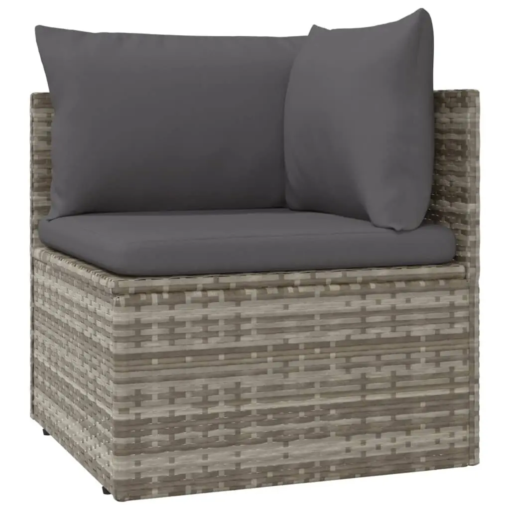 Grey Poly Rattan Garden Corner Sofa with Cushions