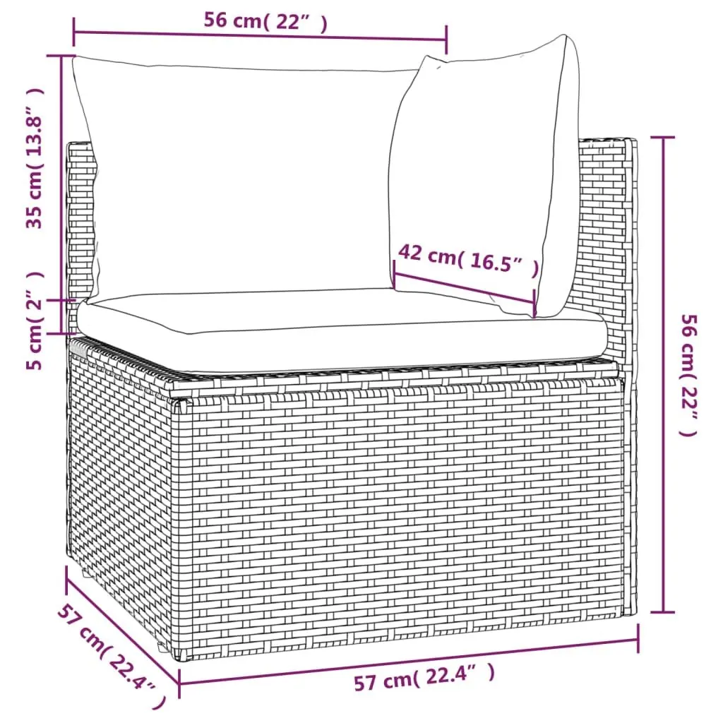 Grey Poly Rattan Garden Corner Sofa with Cushions