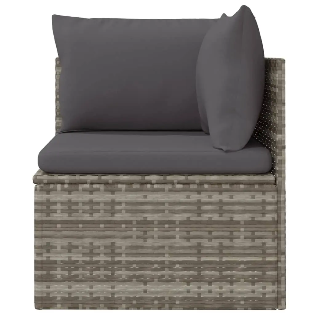 Grey Poly Rattan Garden Corner Sofa with Cushions