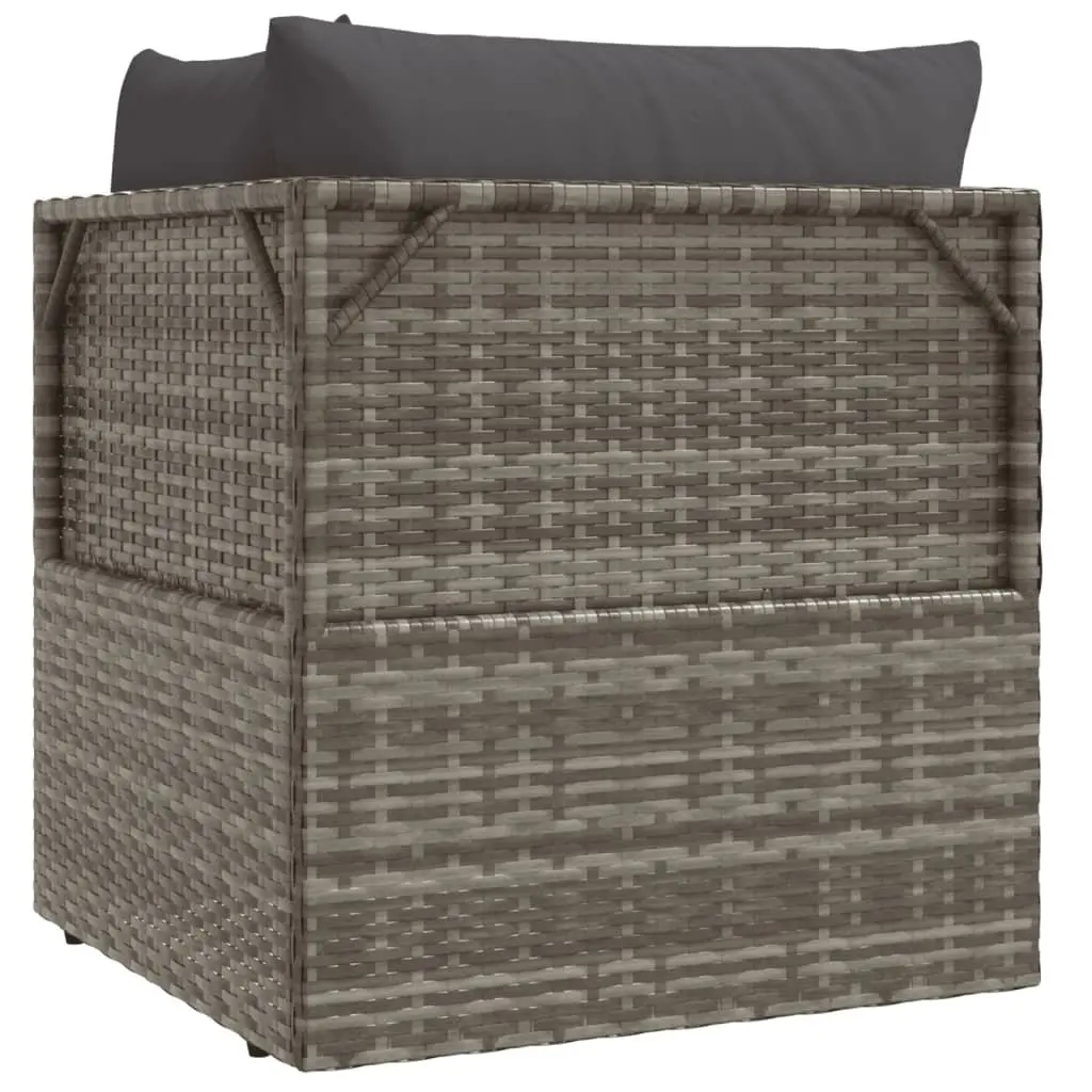 Grey Poly Rattan Garden Corner Sofa with Cushions