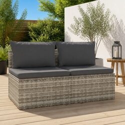 Sturdy 2-Seater Garden Sofa with Cushions in Grey