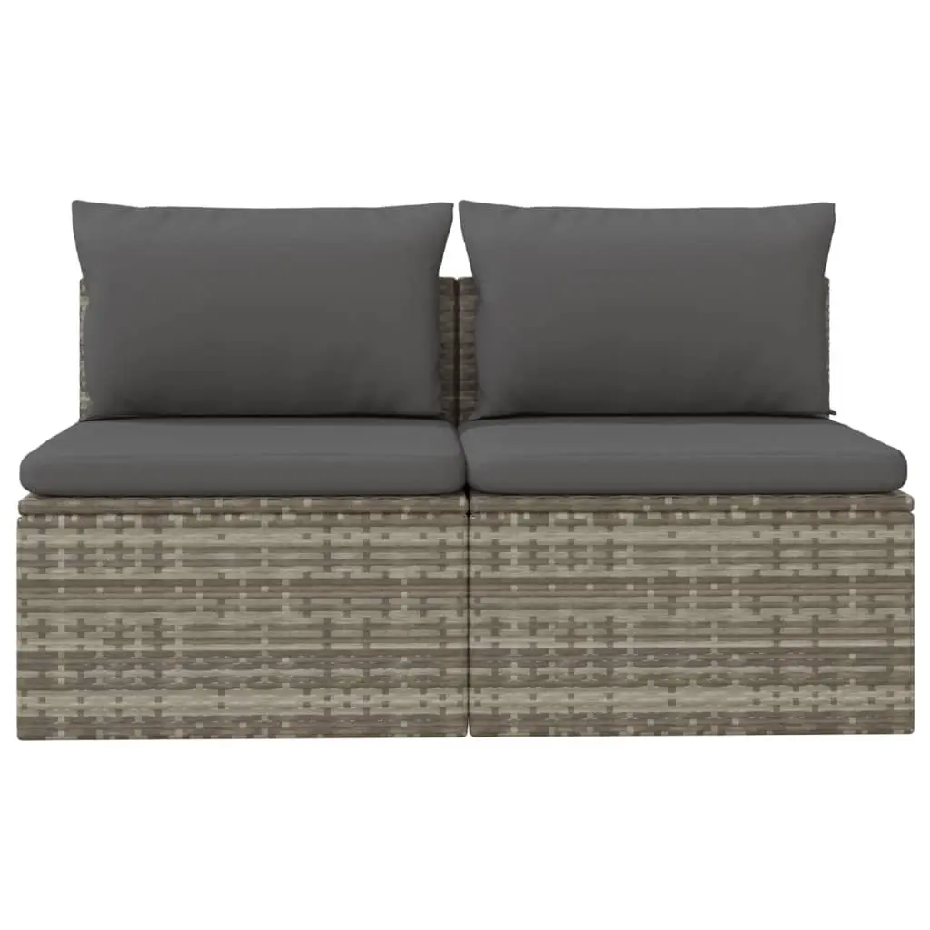 2-Seater Garden Sofa Poly Rattan Steel Frame Grey Outdoor Seating