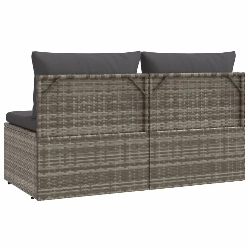 2-Seater Garden Sofa Poly Rattan Steel Frame Grey Outdoor Seating