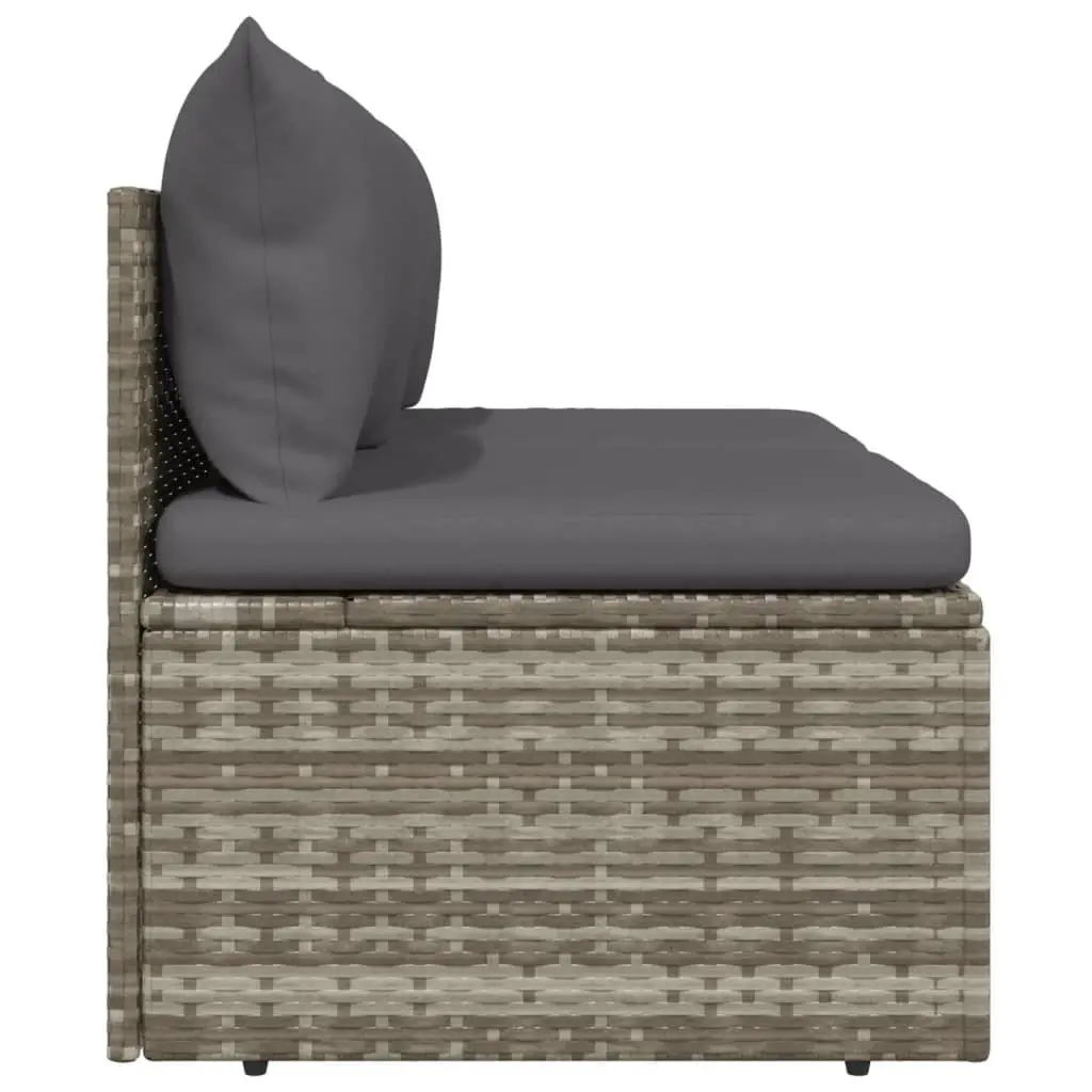 2-Seater Garden Sofa Poly Rattan Steel Frame Grey Outdoor Seating