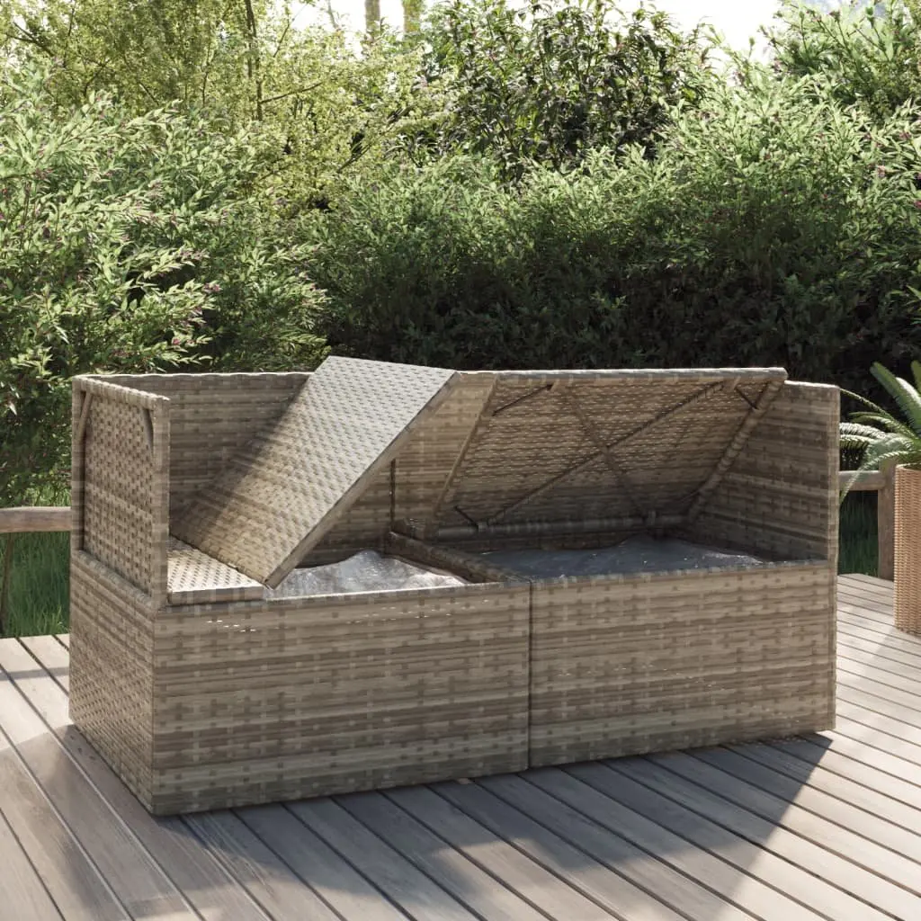 Grey 2-Seater Garden Sofa with Cushions