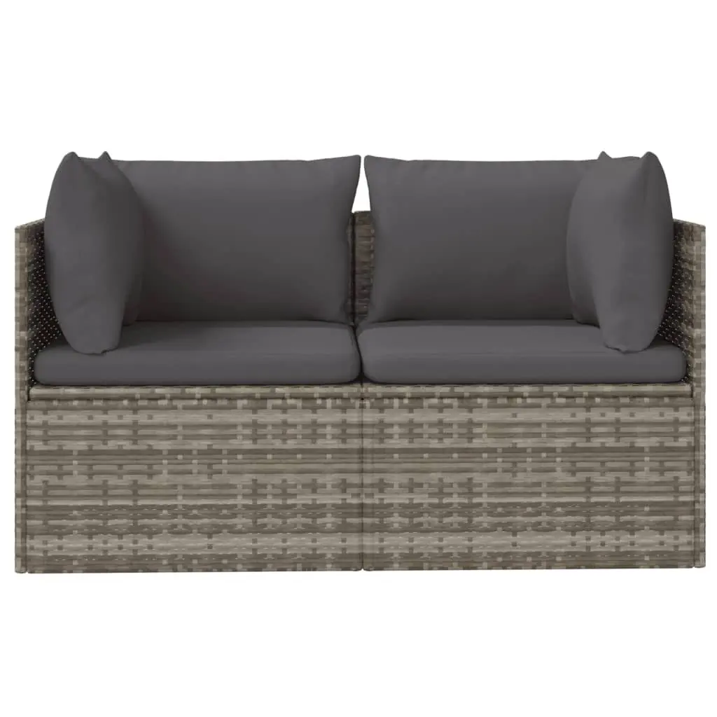 Grey 2-Seater Garden Sofa with Cushions