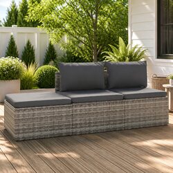 Durable 3 Piece Grey Garden Lounge Set with Cushions