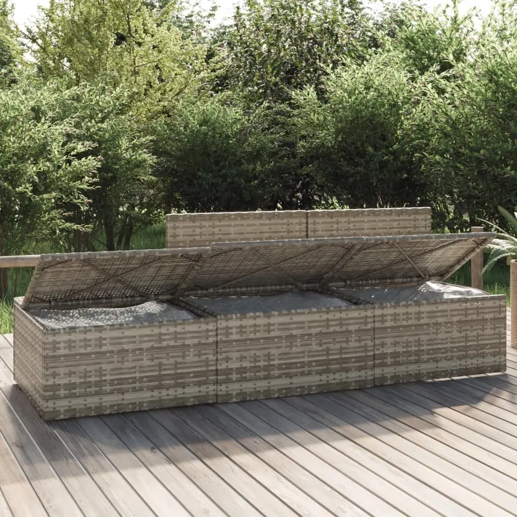 3 Piece Grey Garden Lounge Set with Cushions