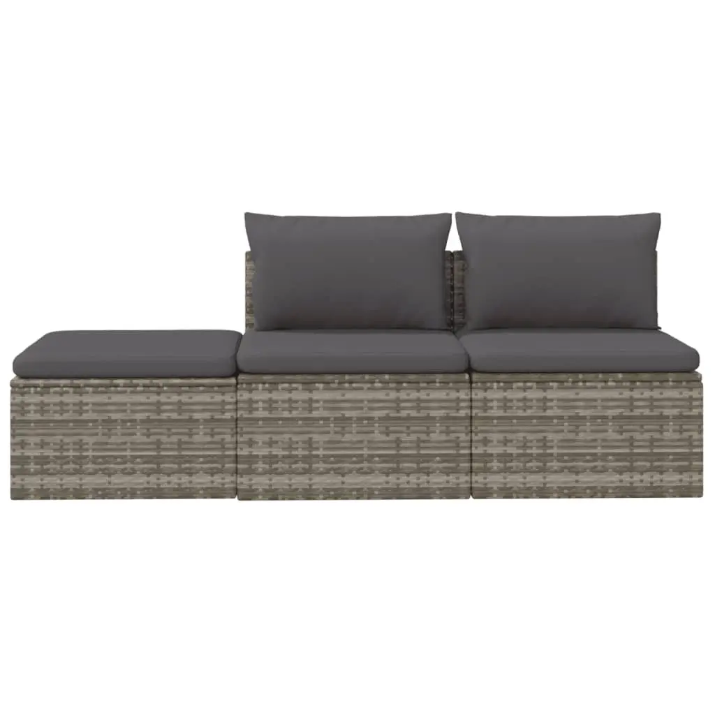 3 Piece Grey Garden Lounge Set with Cushions