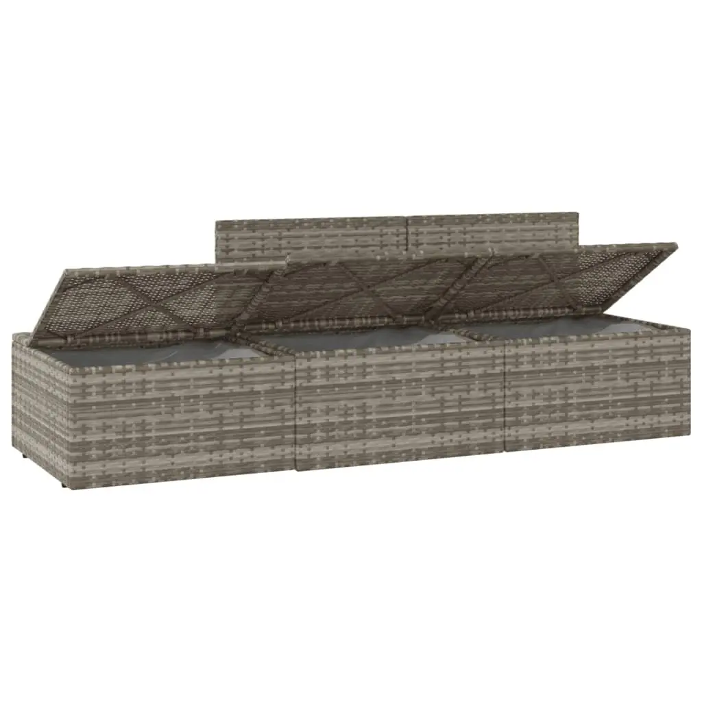 3 Piece Grey Garden Lounge Set with Cushions
