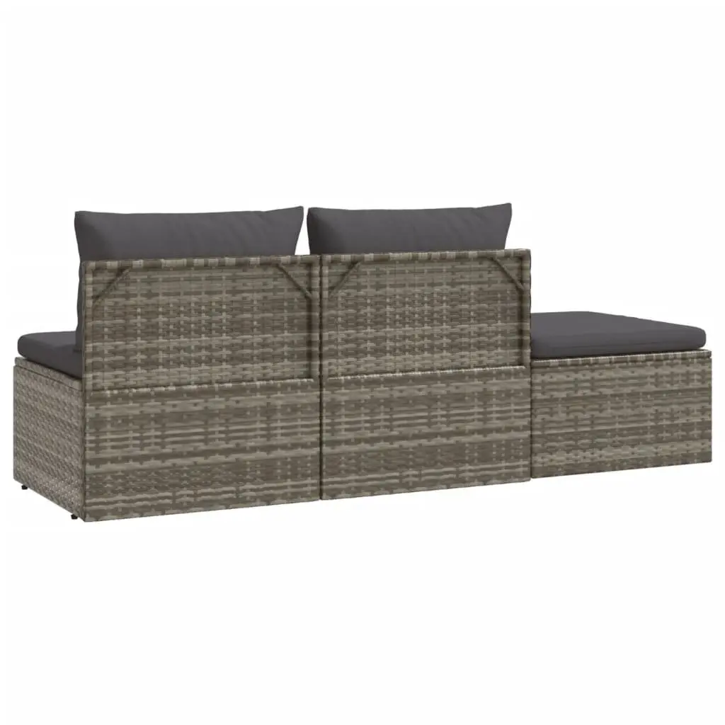 3 Piece Grey Garden Lounge Set with Cushions