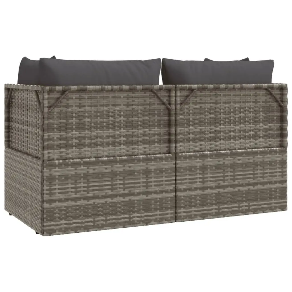 3 Piece Garden Lounge Set Poly Rattan Steel Frame Grey Outdoor Sofa with Cushions