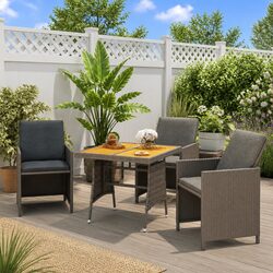 Durable Grey Garden Table with Acacia Wood Top