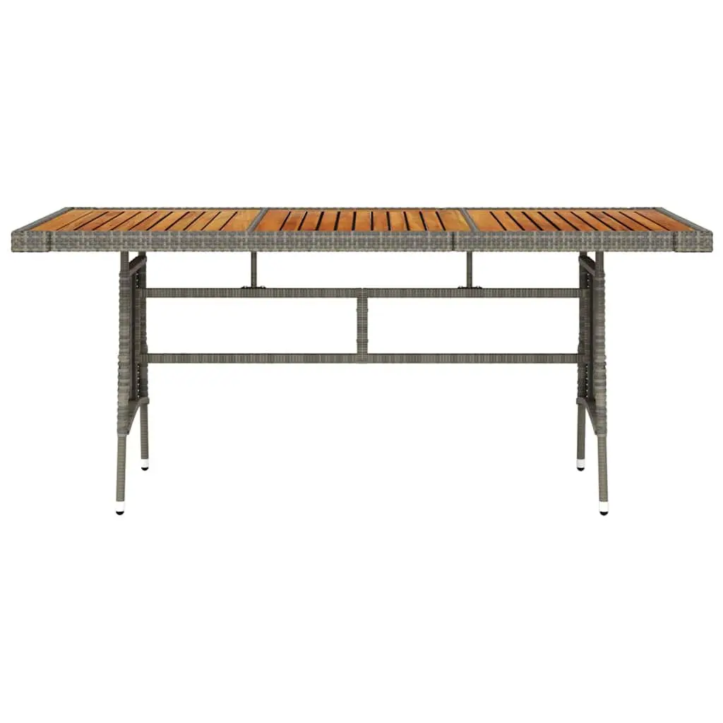 Outdoor Dining Table Acacia Wood PE Rattan Grey Powder-Coated Steel 160 x 70 x 72 cm