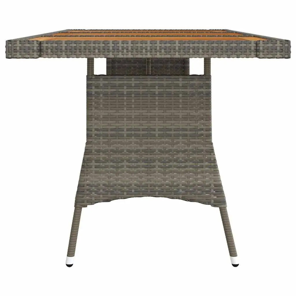 Outdoor Dining Table Acacia Wood PE Rattan Grey Powder-Coated Steel 160 x 70 x 72 cm