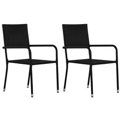 Durable Stackable Black Poly Rattan Outdoor Dining Chairs