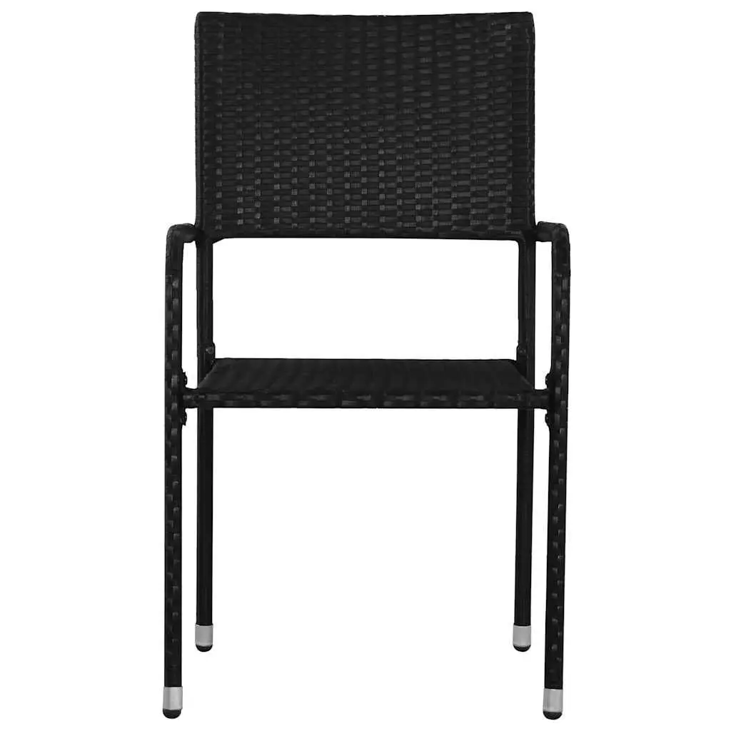 Stackable Black Poly Rattan Outdoor Dining Chairs