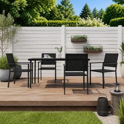 5-Piece Garden Dining Set with Durable Steel Frame