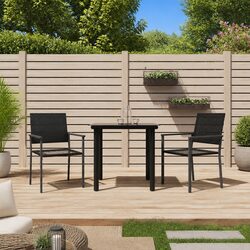 Durable 3 Piece Garden Dining Set with Steel Frame