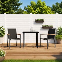 Sturdy 3-Piece Black Outdoor Garden Dining Set