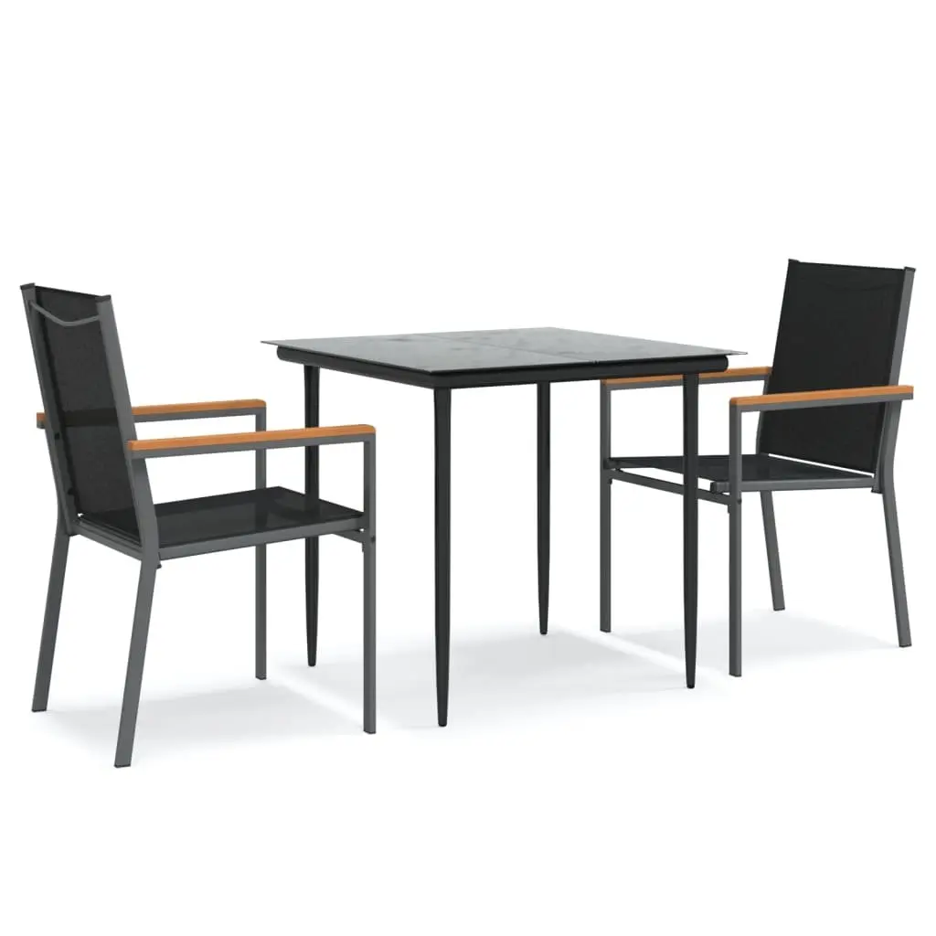 3-Piece Black Outdoor Garden Dining Set
