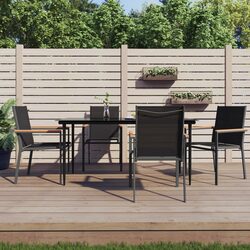 Durable 5-Piece Black Outdoor Dining Set with Steel Frame