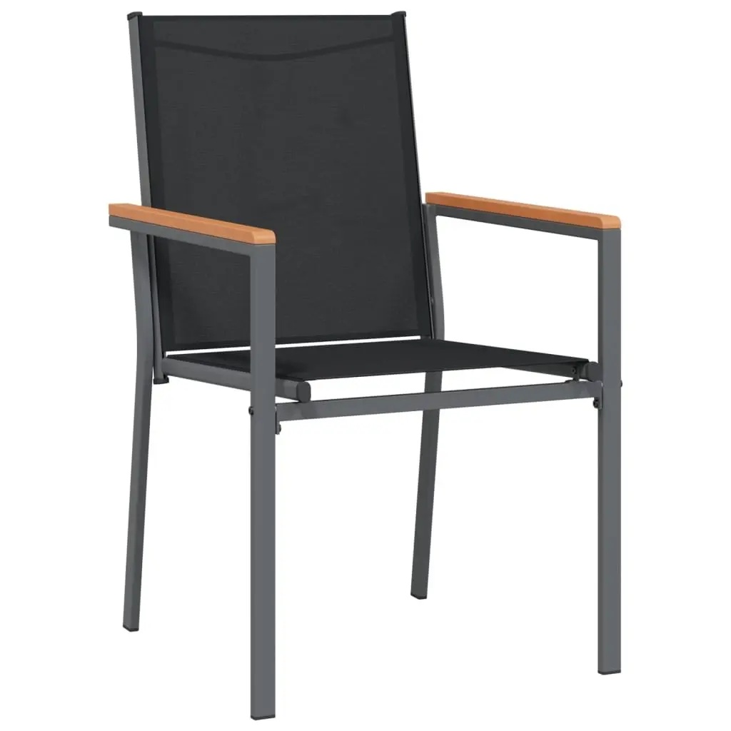 Garden Dining Set Textilene Steel Frame 5 Piece Outdoor Table Chairs Black