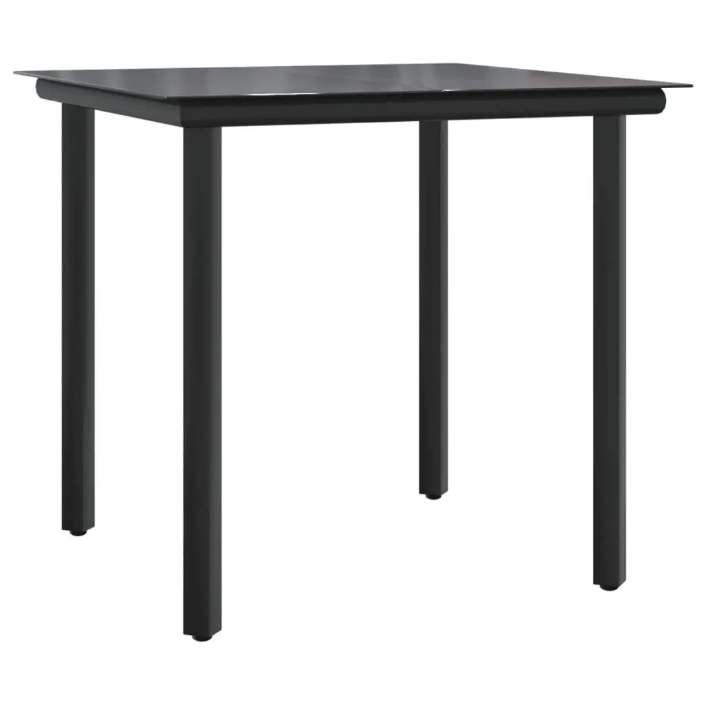 Garden Dining Set Textilene Steel 3 Piece Black Table Chairs