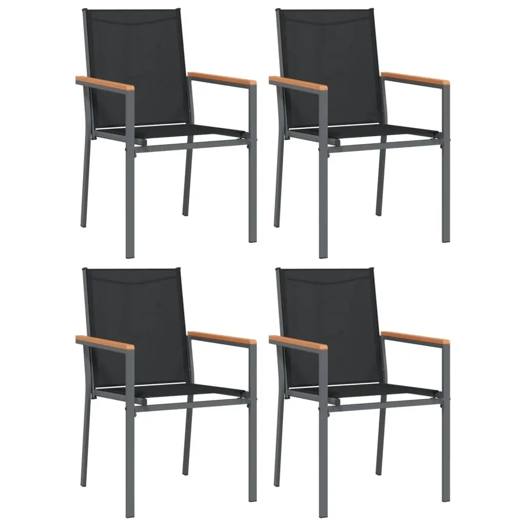 Garden Dining Set 5 Piece Steel Textilene Black Outdoor Furniture