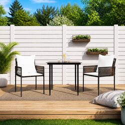 Durable 3 Piece Garden Dining Set with Cushions