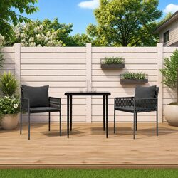 Premium 3 Piece Garden Dining Set with Steel Frame