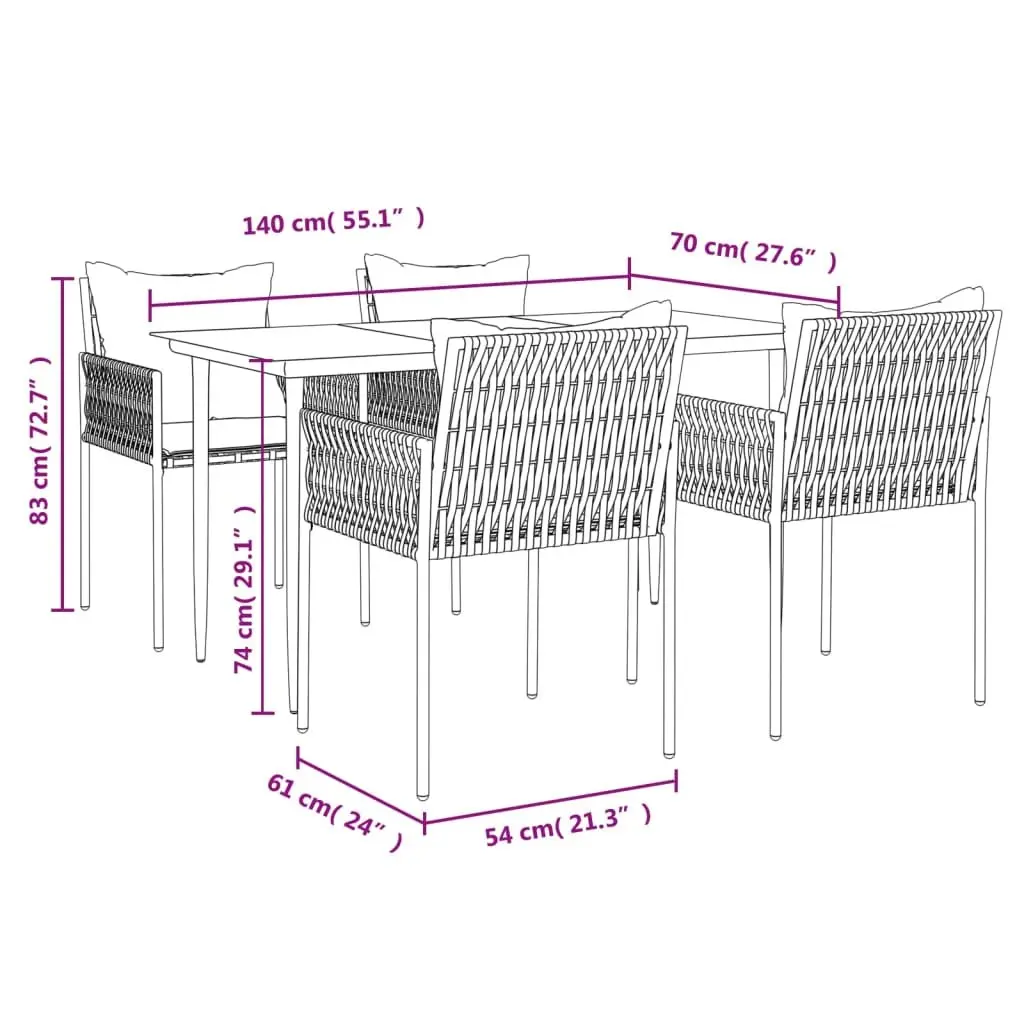 5-Piece Garden Dining Set for Outdoor Relaxation